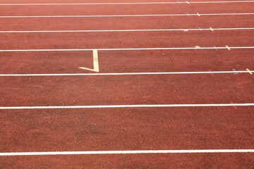 Fototapeta premium synthetic track with marks in the athletics stadium..