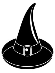 Cartoon-type Halloween black witch hat vector illustration 
