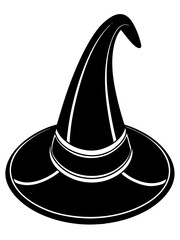 Cartoon-type Halloween black witch hat vector illustration 
