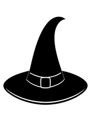 Cartoon-type Halloween black witch hat vector illustration 
