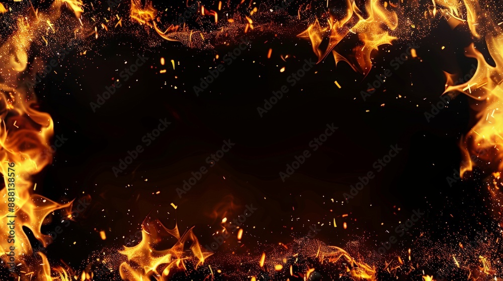 Canvas Prints captivating abstract background showcasing fire particles and sparks against a stark black backdrop,