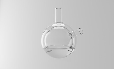 Different laboratory beakers and glassware,White Background 3D Rendering,desktop wallpaper. Copyspace.