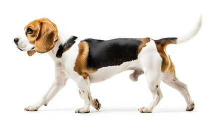 Beagle Dog Standing in Grassy Field on Outdoor Adventure