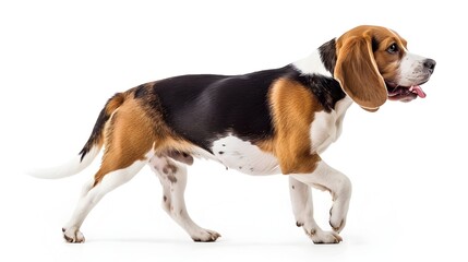 Beagle Dog Standing Against White Background
