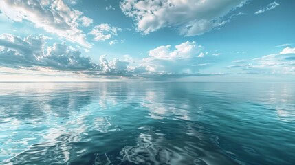 Obraz premium Tranquil Seascape with Fluffy Clouds