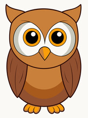 Cartoon style cute owl vector illustration 