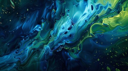 Obraz premium Vibrant abstract wallpaper with blue and green strokes and cellular-like textures