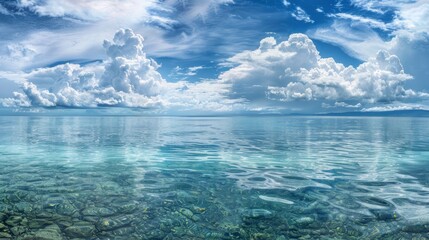Fototapeta premium Tranquil Sea Under a Cloudy Sky