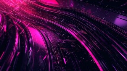 Striking black and magenta abstract background with smooth shapes and glowing lines