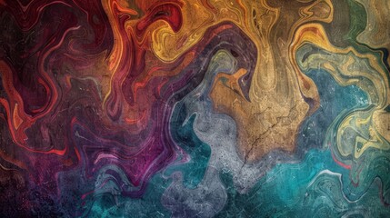 Naklejka premium Abstract wallpaper with smoky patterns jewel-toned colors worn-out silk texture