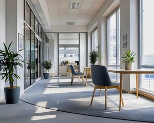 Obraz premium This is a cozy place where you can relax in a warm and welcoming atmosphere. There are large windows, comfortable chairs and a table, making you feel at home.