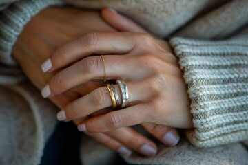15. A close-up of friends' hands holding friendship rings, symbolizing eternal bonds. Sharp Focus, High-resolution photograph captured using Canon EOS R5 camera.