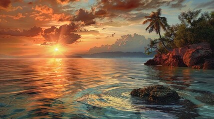 Tropical Sunset Over Calm Waters