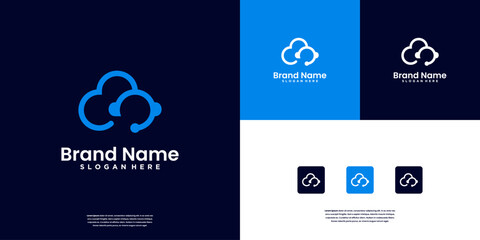 Cloud with chat talk combination logo design inspiration