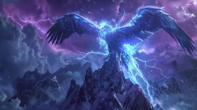 The sky is dark and stormy, with clouds looming overhead