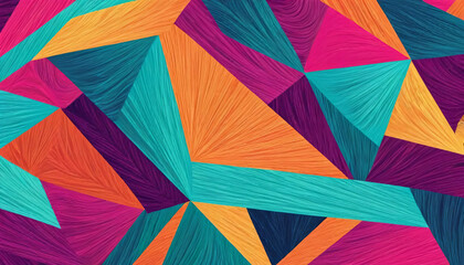 background Design an abstract geometric pattern with vibrant colors and intricate shapes, suitable for modern interior décor or digital backgrounds.