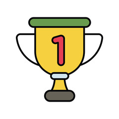 first prize trophy color line icon with white background vector stock illustration