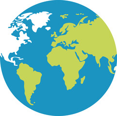 Earth planet with shadow on white background.