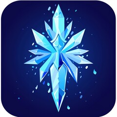 Illustration of an Ice Crystal Sword with Symmetrical Geometric Pattern