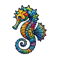 Cute seahorse cartoon. Vector illustration Free Vector. Different color seahorse vector.