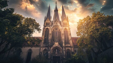 Gothic church with tall spires