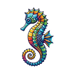Cute seahorse cartoon. Vector illustration Free Vector. Different color seahorse vector.