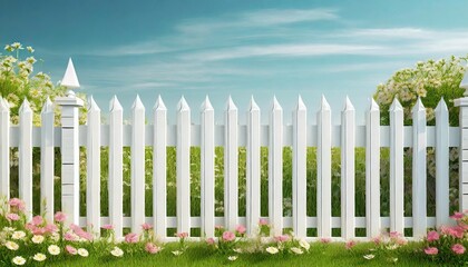 white fence and blue sky