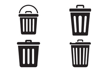 Vector Illustration of Simple Trash Can Icon Silhouette