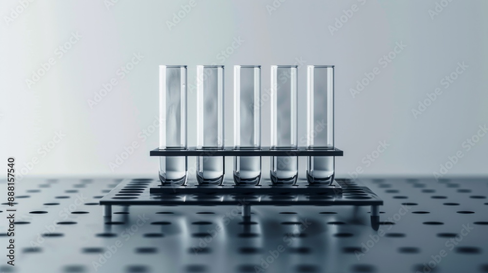 Poster a row of five test tubes are sitting on a table