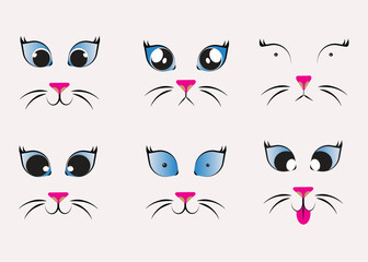 Some collection of vector silhouette cat's eye illustration