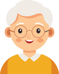 cute grandmother avatar character on white background