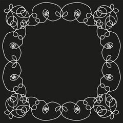 White rectangular frame in doodle style on a black background