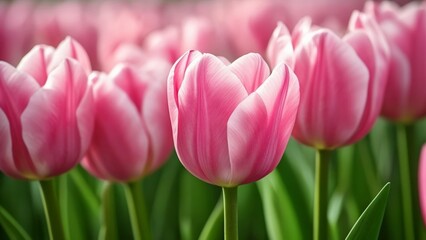 Fototapeta premium Blooming beauty A field of vibrant pink tulips