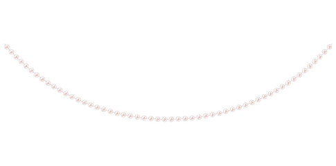 Stunning Pearl Necklace On White Background, Vintage Jewelry Beads Garland Vector Illustration.	