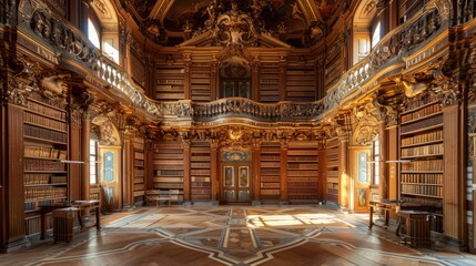 Fototapeta premium Historical library with grand facade