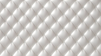 Fototapeta premium Realistic illustration seamless subtle white silver tufted upholstery pattern background texture overlay soft puffy quilted sofa cushions, 3d render.