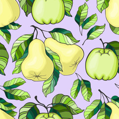 seamless pattern with pears end apple