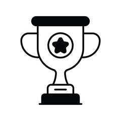trophy cup glyph icon with white background vector stock illustration