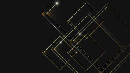 Abstract geometric luxury background with squares, gold effect and glowing dots, concepts, ideas