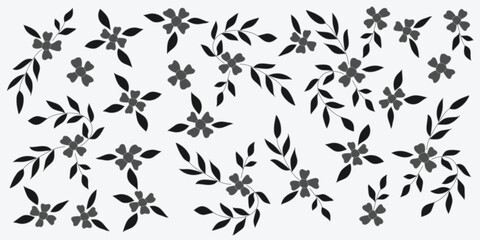 Hand drawn floral elements such as flowers, leaves, and branches are ideal for creative projects and artistic endeavors