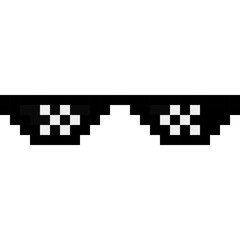 Pixel glasses of thug life meme. Sunglasses icon. Vector Illustration