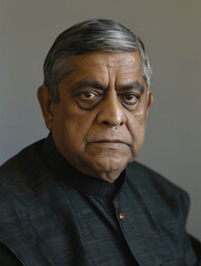 Obraz premium senior indian man sitting confidently at studio