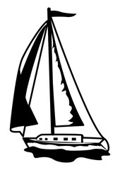 Sailing Vessel | Sail Mounted | Motor Boat | Wind Currents | Yacht | Nautical | Seafaring Mom | Traveller | Original Illustration | Vector and Clipart | Cutfile and Stencil