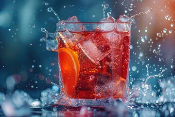 Refreshing cola drink with ice cubes in a clear glass, A refreshing soda with ice cubes, AI generated