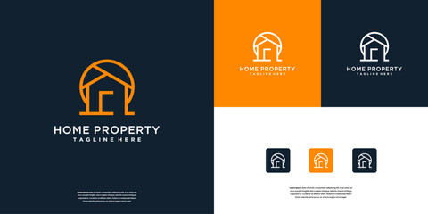 Minimalist home real estate logo design template