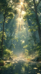 Fototapeta premium Misty Pine Forest