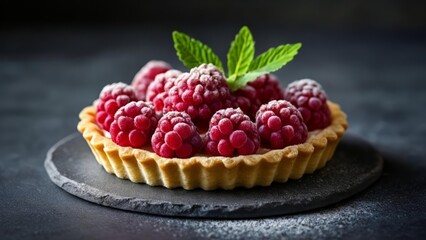  Delicious raspberry tart ready to be savored