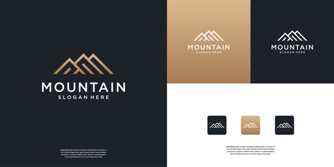 golden mountain adventure logo design inspiration