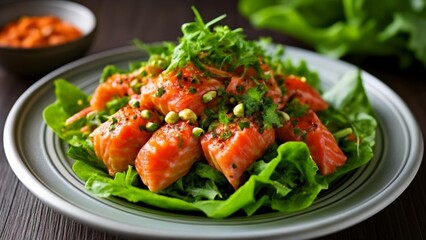  Fresh and vibrant salmon salad ready to be savored