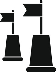 This simple icon shows two flags marking reaching different levels of achievement